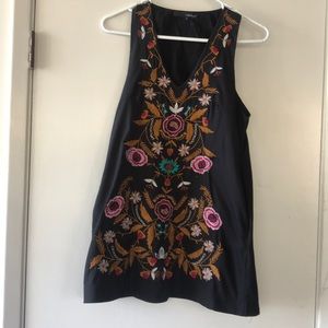 Black Floral Embroidered Mini Dress